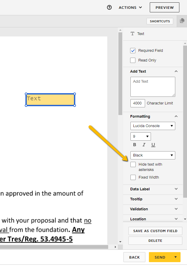 Text Field property