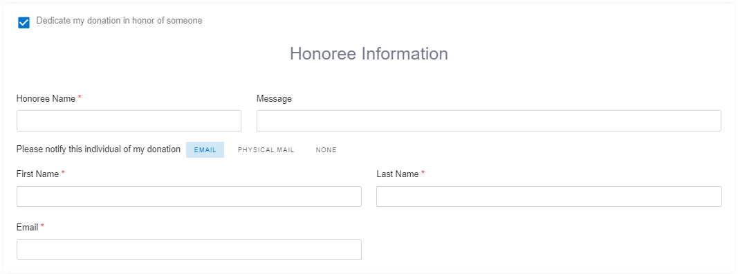 honoree email information