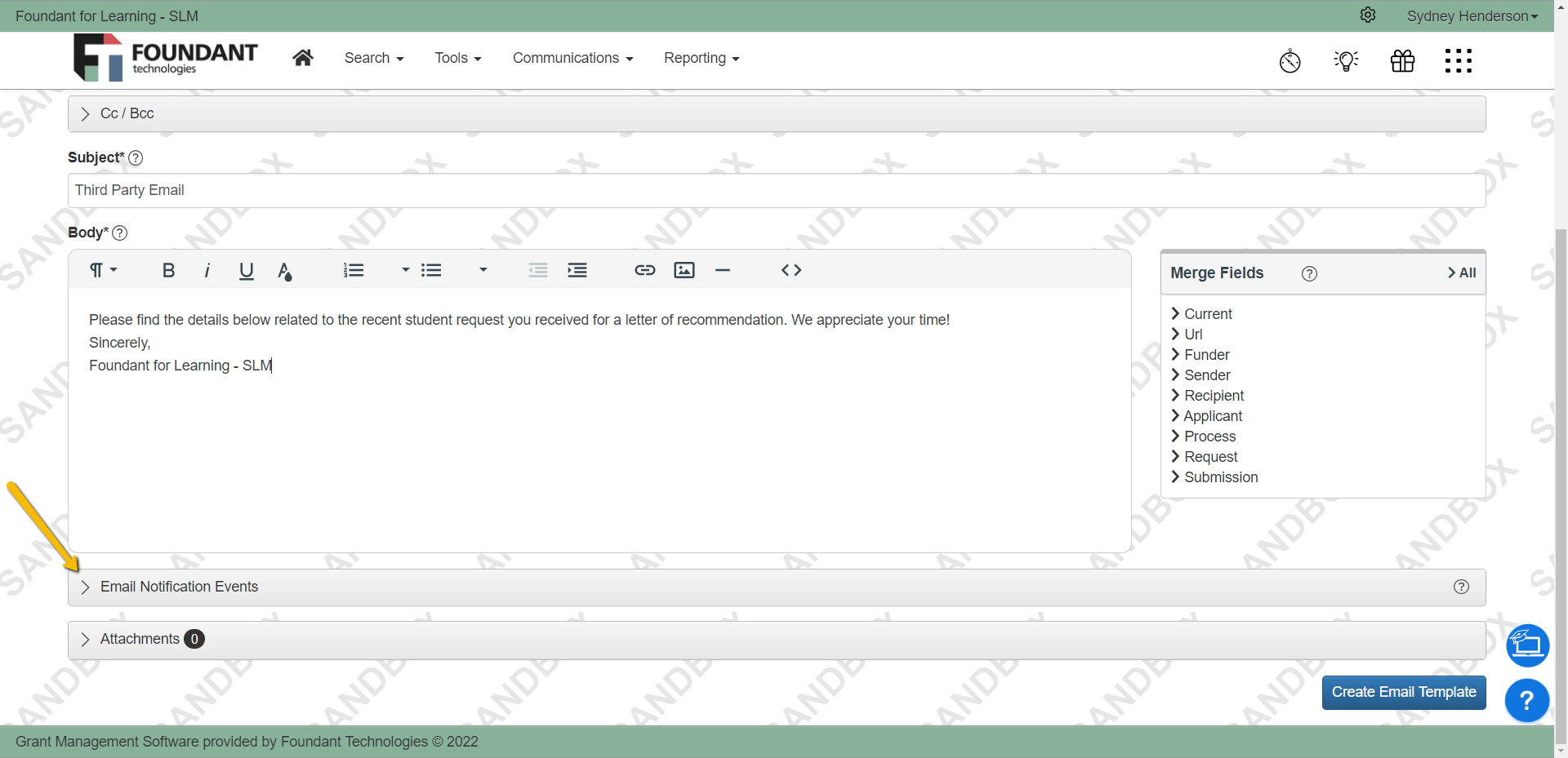 notification event types