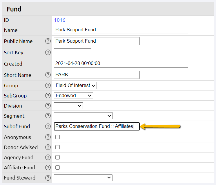edit funds page