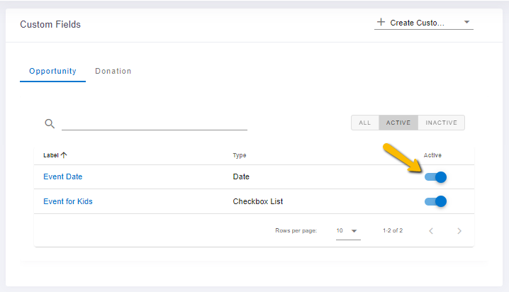 active toggle