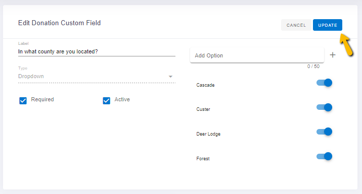 update button