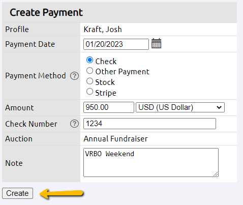create payment fields