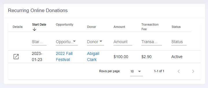 recurring online donations page