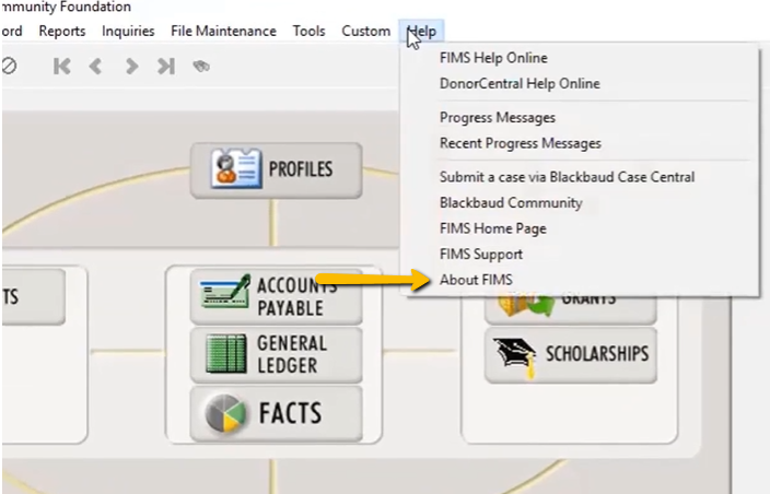 about FIMS button