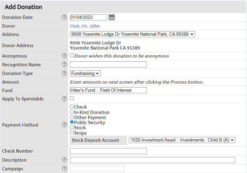 add donation fields