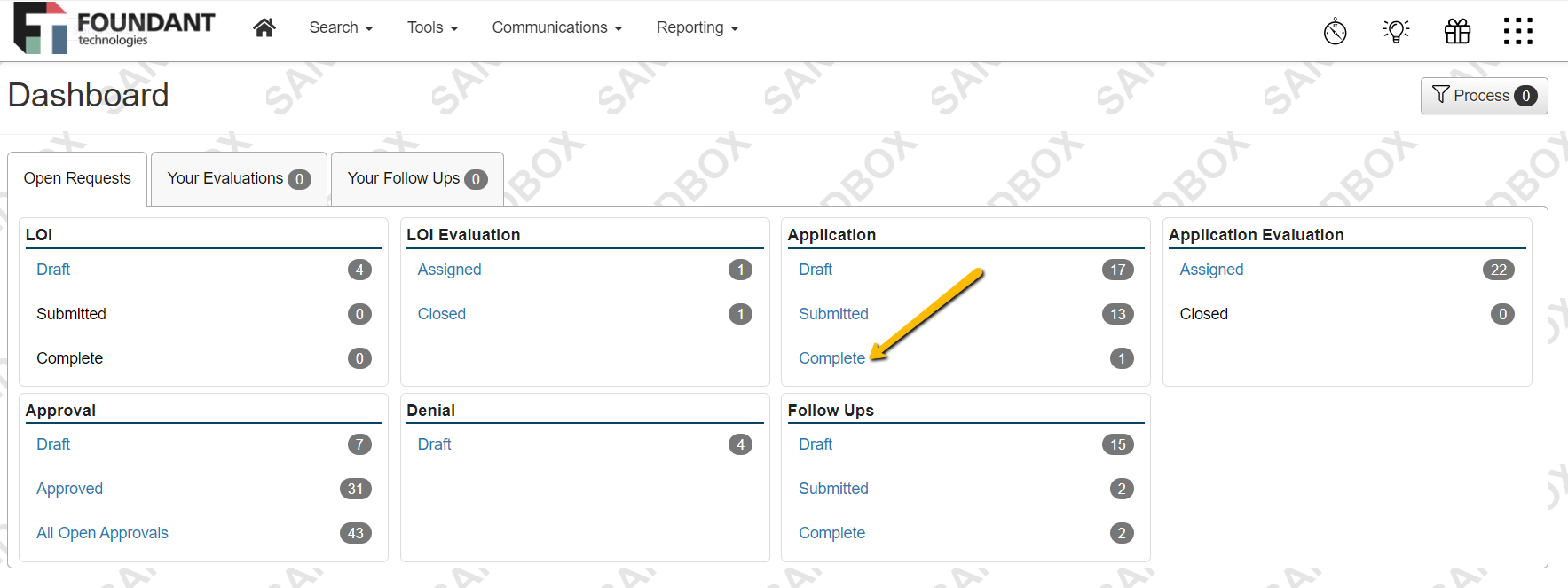 Application Complete workload page