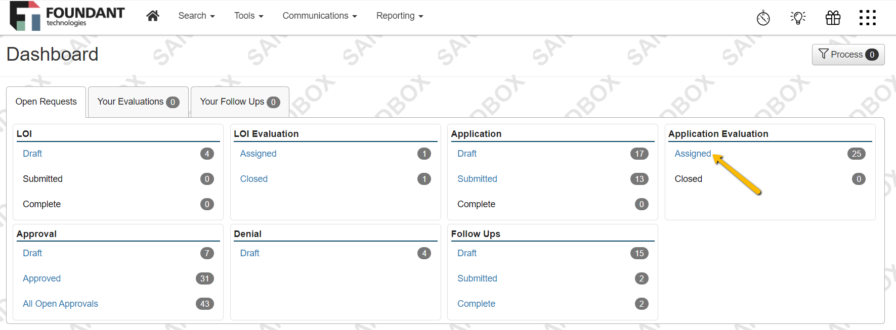 Application Evalution Assigned workload page