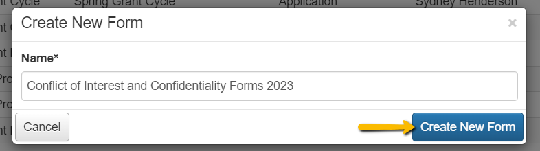 create new form button