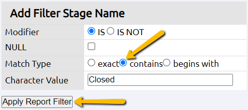 apply report filter button