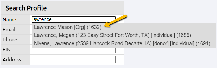 search profile box