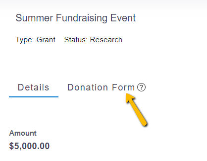 donation form tab