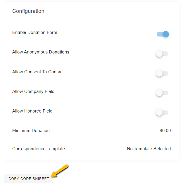 copy code snippet button