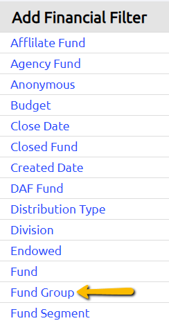 fund group filter