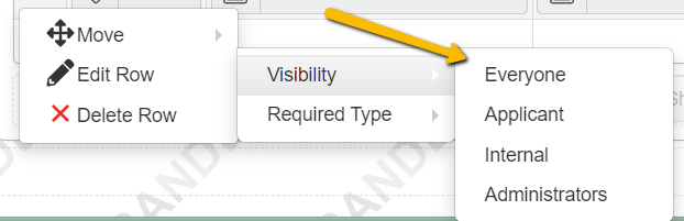 edit row visibility type