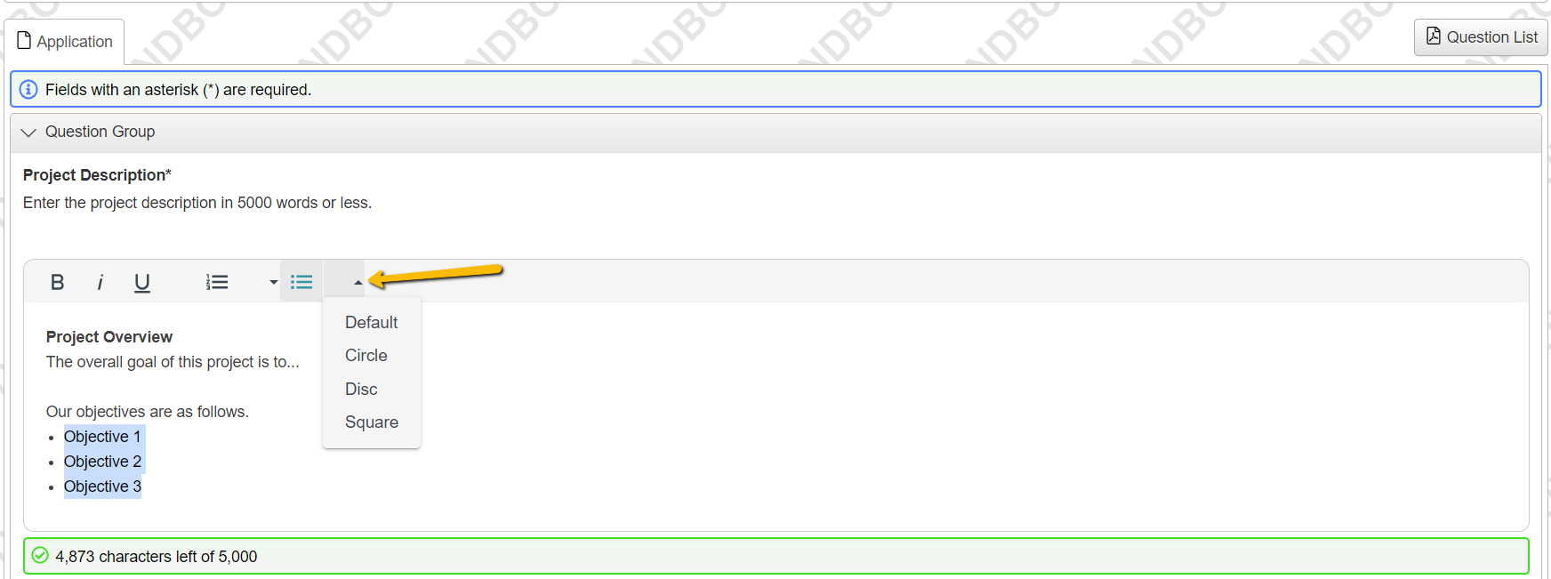 additional formatting options