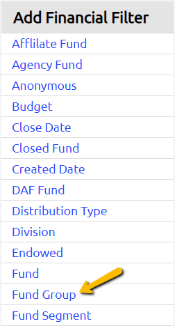 fund group filter