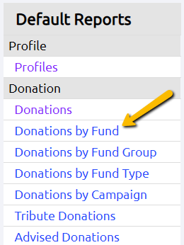 donations by fund report