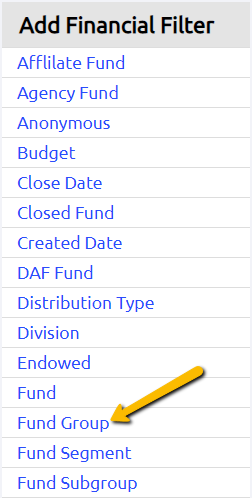 fund group filter