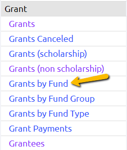 grants by fund report