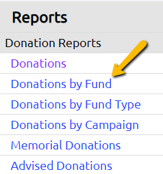 donations by fund report