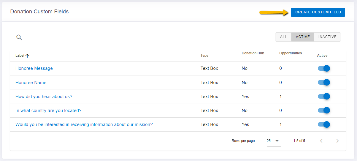 create custom field button