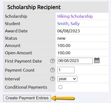 Create payment entries