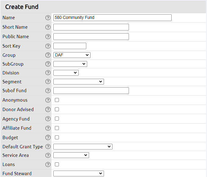 create fund page