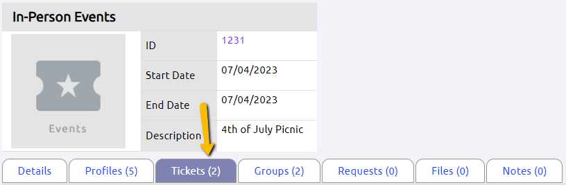 tickets tab