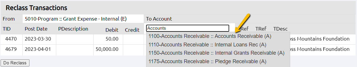 to account field