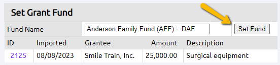 Set Fund button