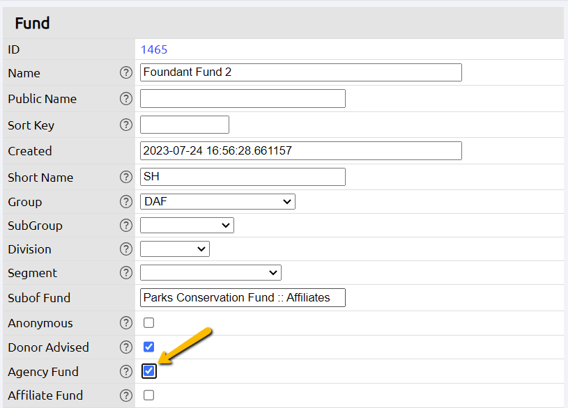 agency fund checkbox