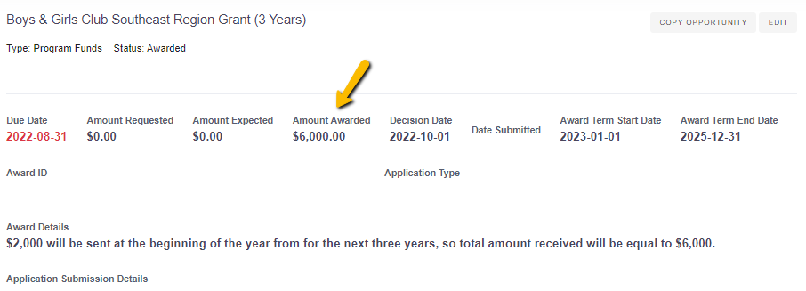amount awarded