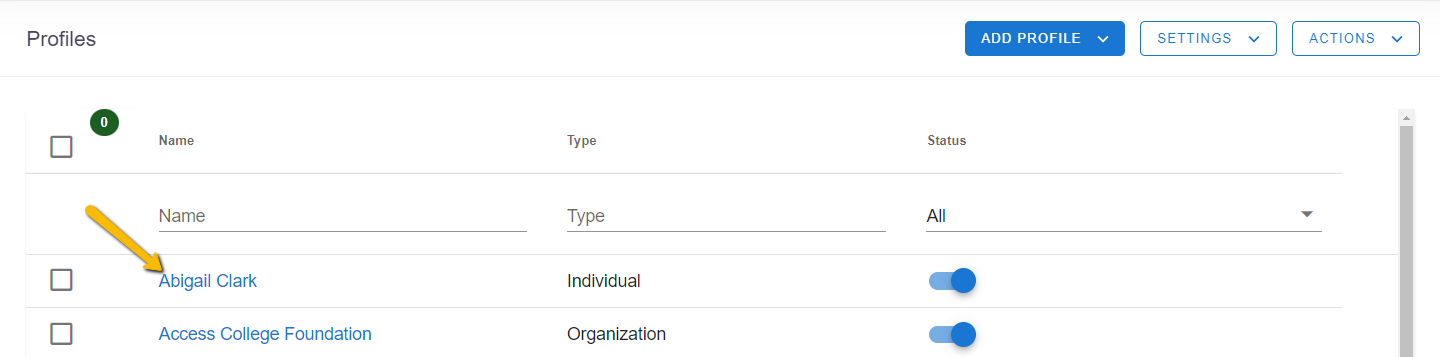 profile name