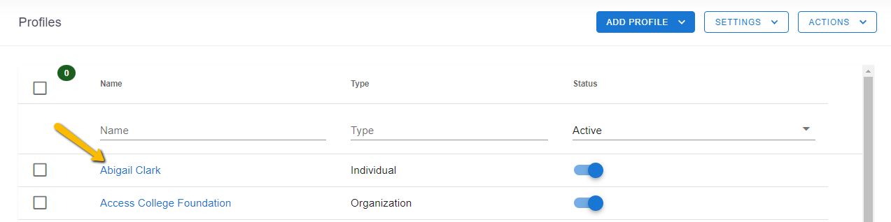 profile name
