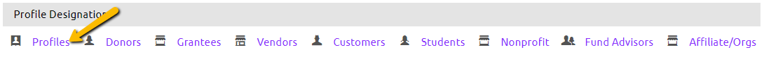 profiles button