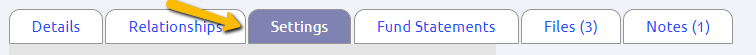 settings tab