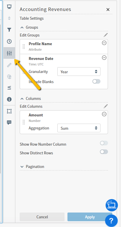 filter options