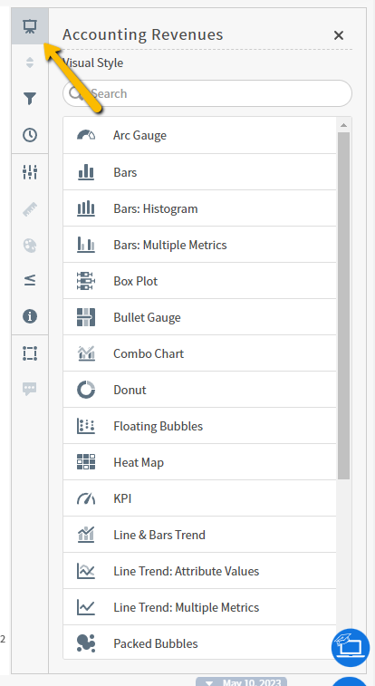 visualization type menu