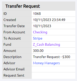 transfer request page