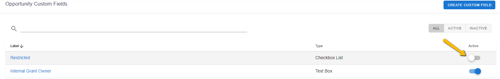 active toggle