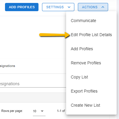 edit profile list details option