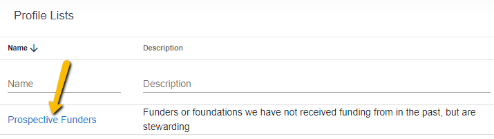 profile list name