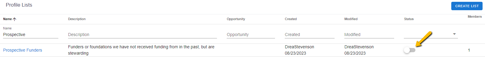 status toggle