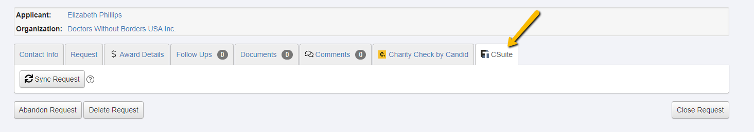 CSuite tab