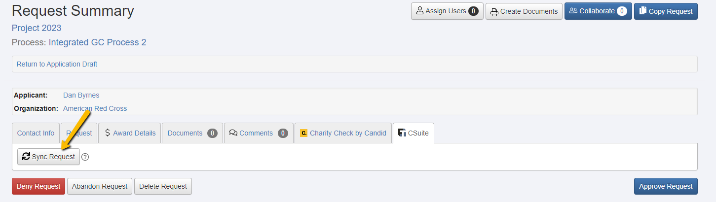 sync request button