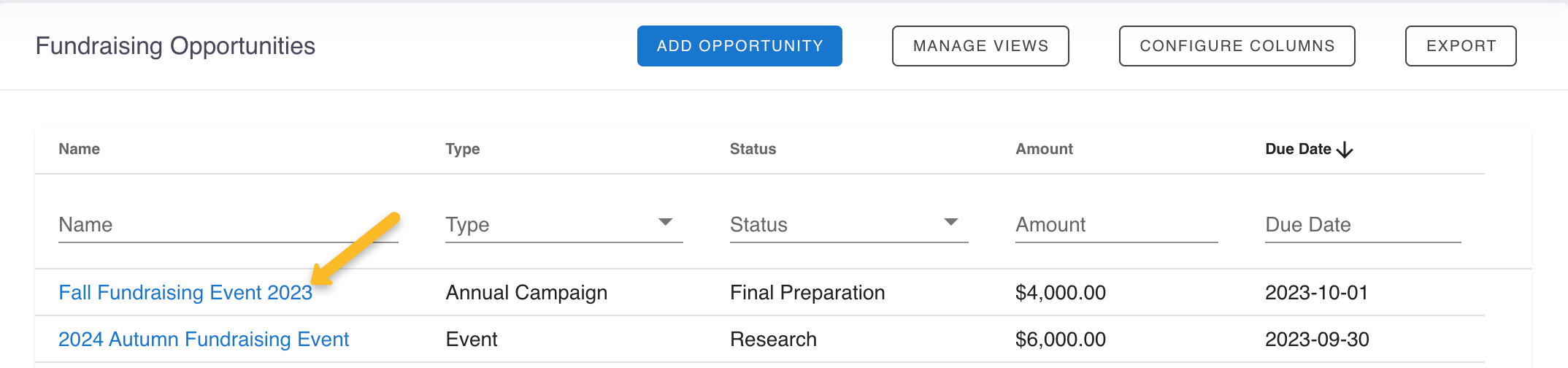opportunity name