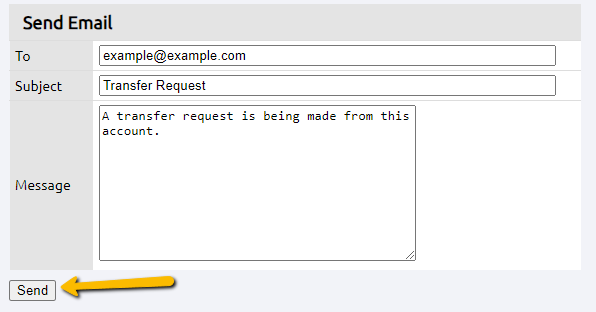 send email transfer request page
