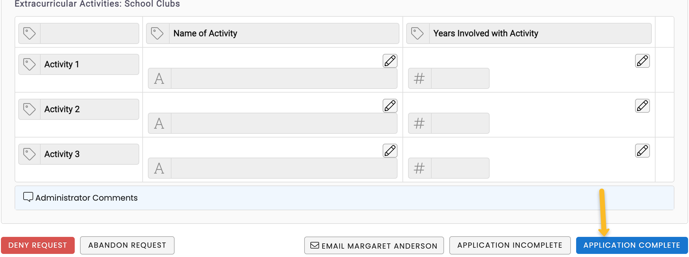 application complete button