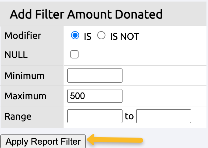 apply report filter button
